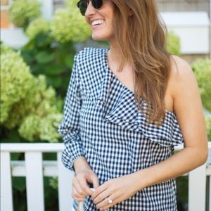 J. Crew Tops - J. Crew • Gingham One Shoulder Top J. Crew Tops - J. Crew • Gingham One Shoulder Top