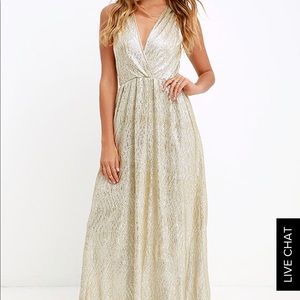 Lulus ALL THAT SHIMMERS IS GOLD MAXI DRESS