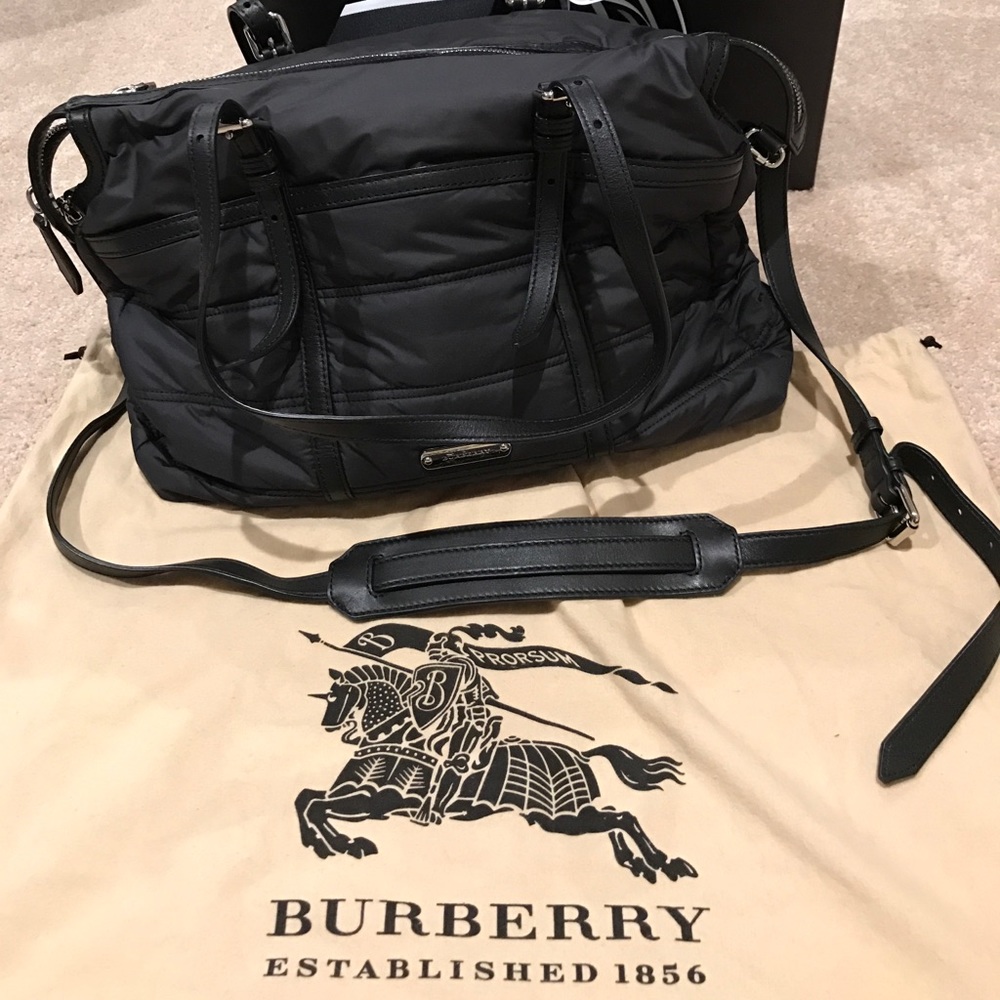 Burberry Abbey Quilted Nylon Diaper Tote Bag