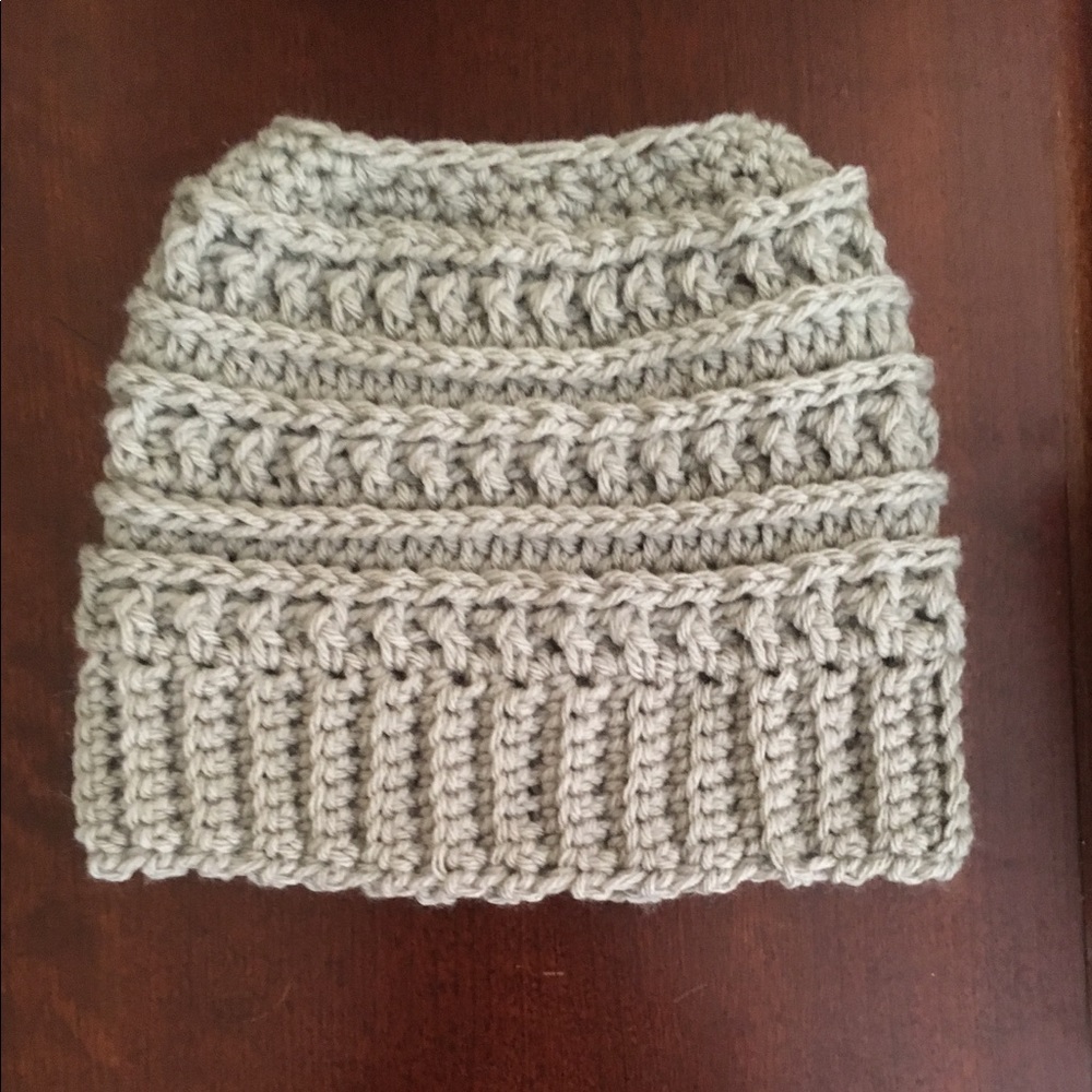Handmade messy bun hat