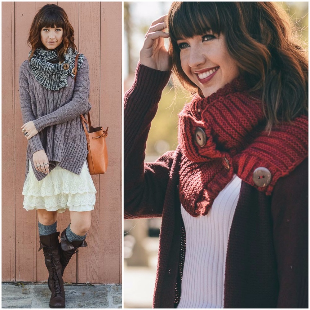 button up // knit buttoned cowl in marled mustard - Picture 4 of 4