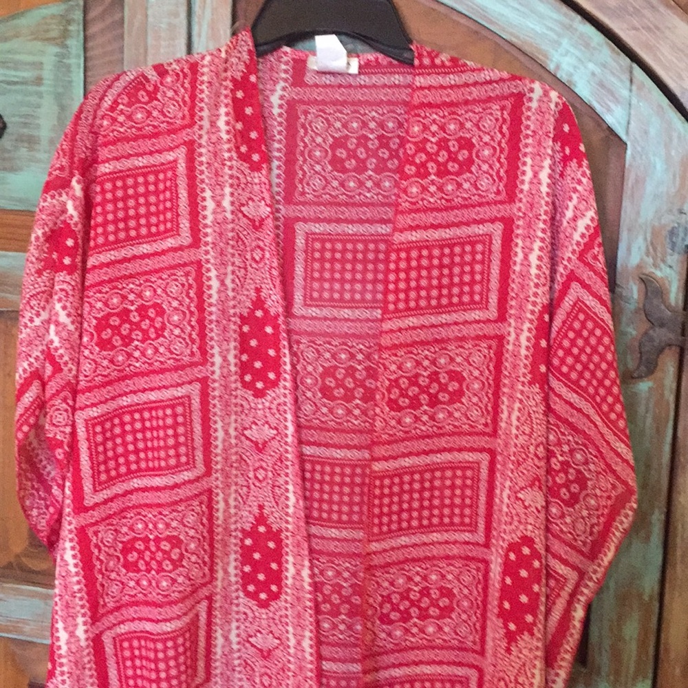 Red bandana print cardigan