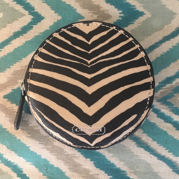 Coach Handbags - Coach round zebra print coin purse