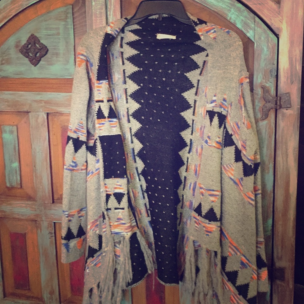 Sweater Aztec w fringe
