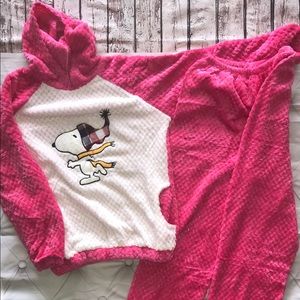 Long sleeve fuzzy hoodie pajama set