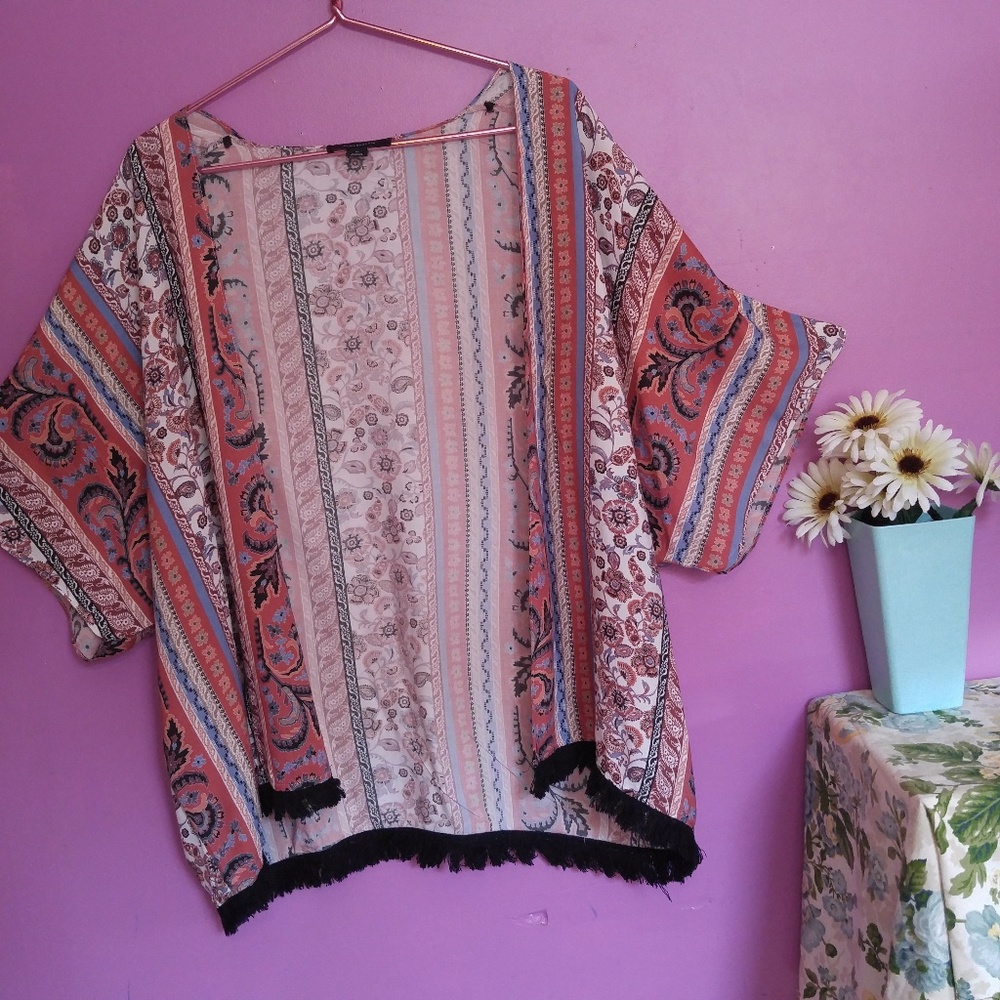 PRIMARK ATMOSPHERE Fringe Trim Open Shrug Cardigan