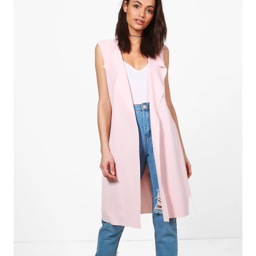 Tan Sleeveless blazer