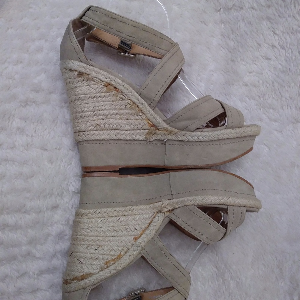 Aldo Nude Tan Suede Esparto Platform Wedge Heel 39
