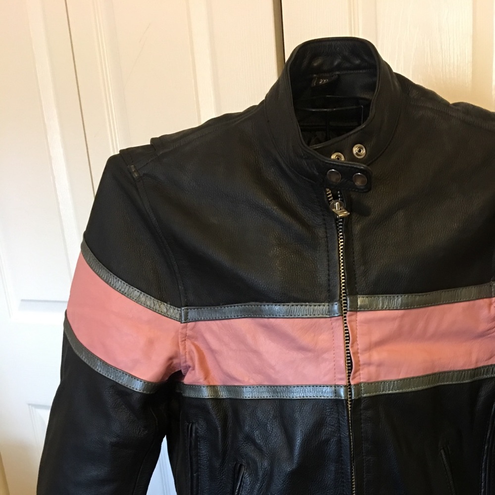 Women’s leather motorcycle jacket