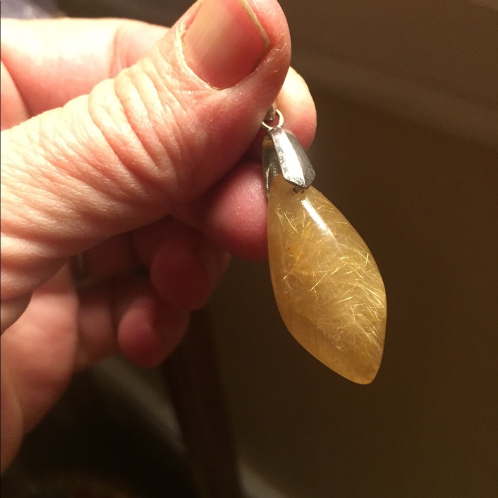 Rutilated Quartz pendant silver finding