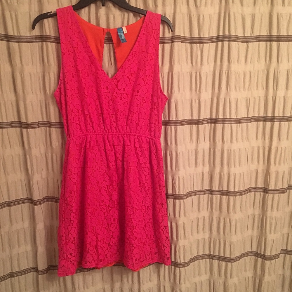 Amazing hot pink and orange lace dress