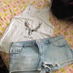 Primark jean shorts and tank top set
