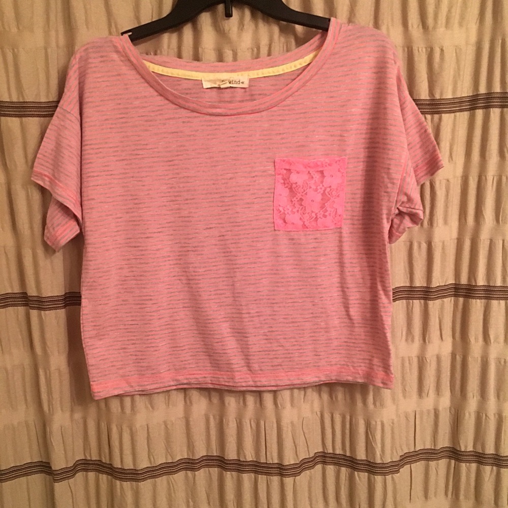 Pink and gray crop top