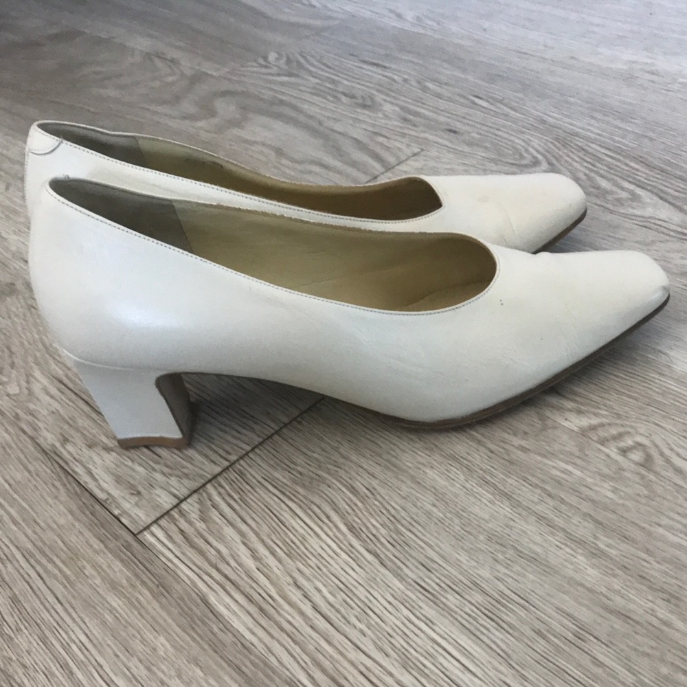 Italian Rossi Designer White Leather Heel