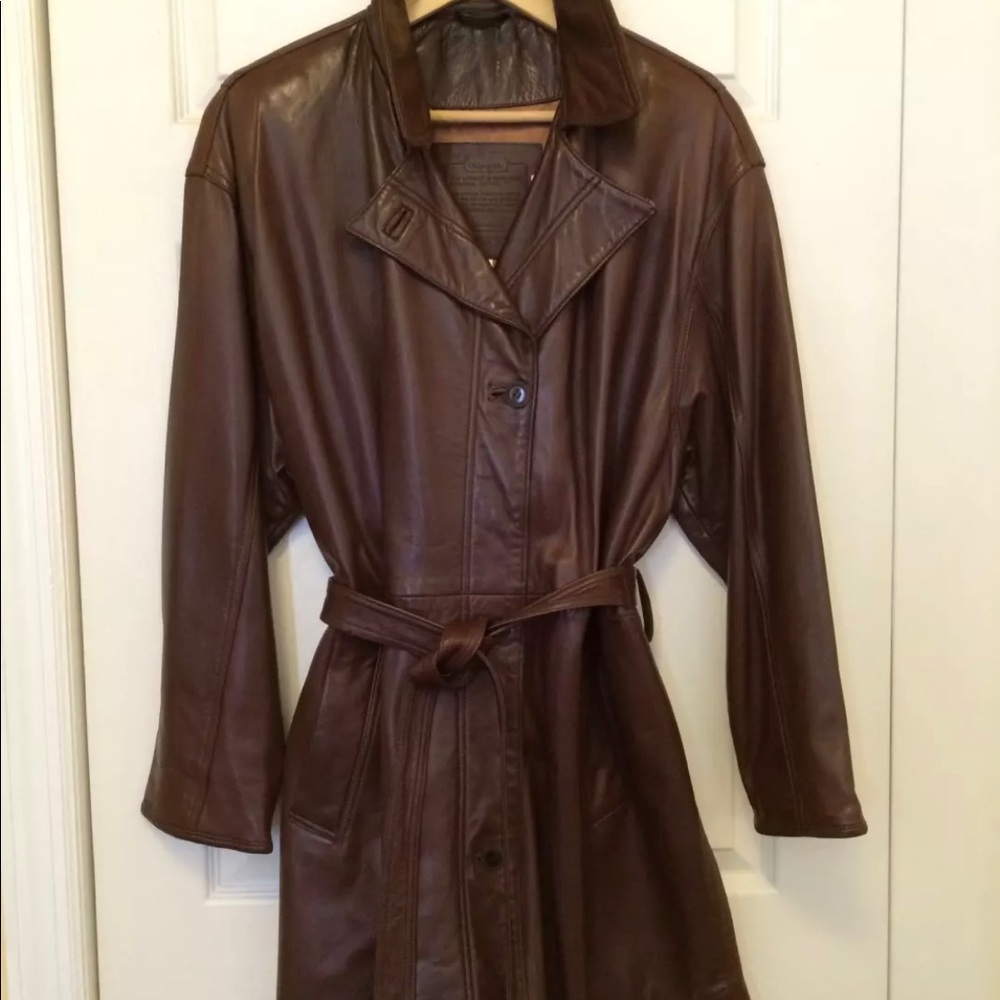 Lady brown leather COACH jacket