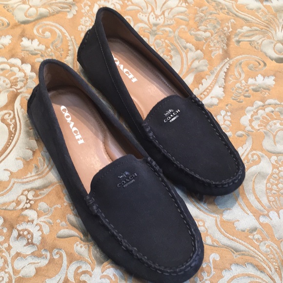 Shoes | Coach Amber Black Suede Slip 