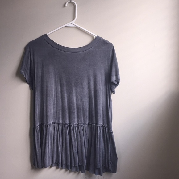 Urban Outfitters Tops - Peplum Grey Wash Tee URBAN OUTFITTERS