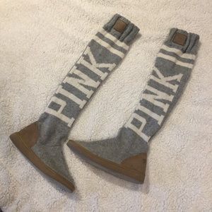 VS PINK MUKLUKS SLIPPER BOOTS KNEE HIGH