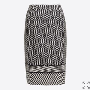 Jcrew patterned pencil skirt black white 0