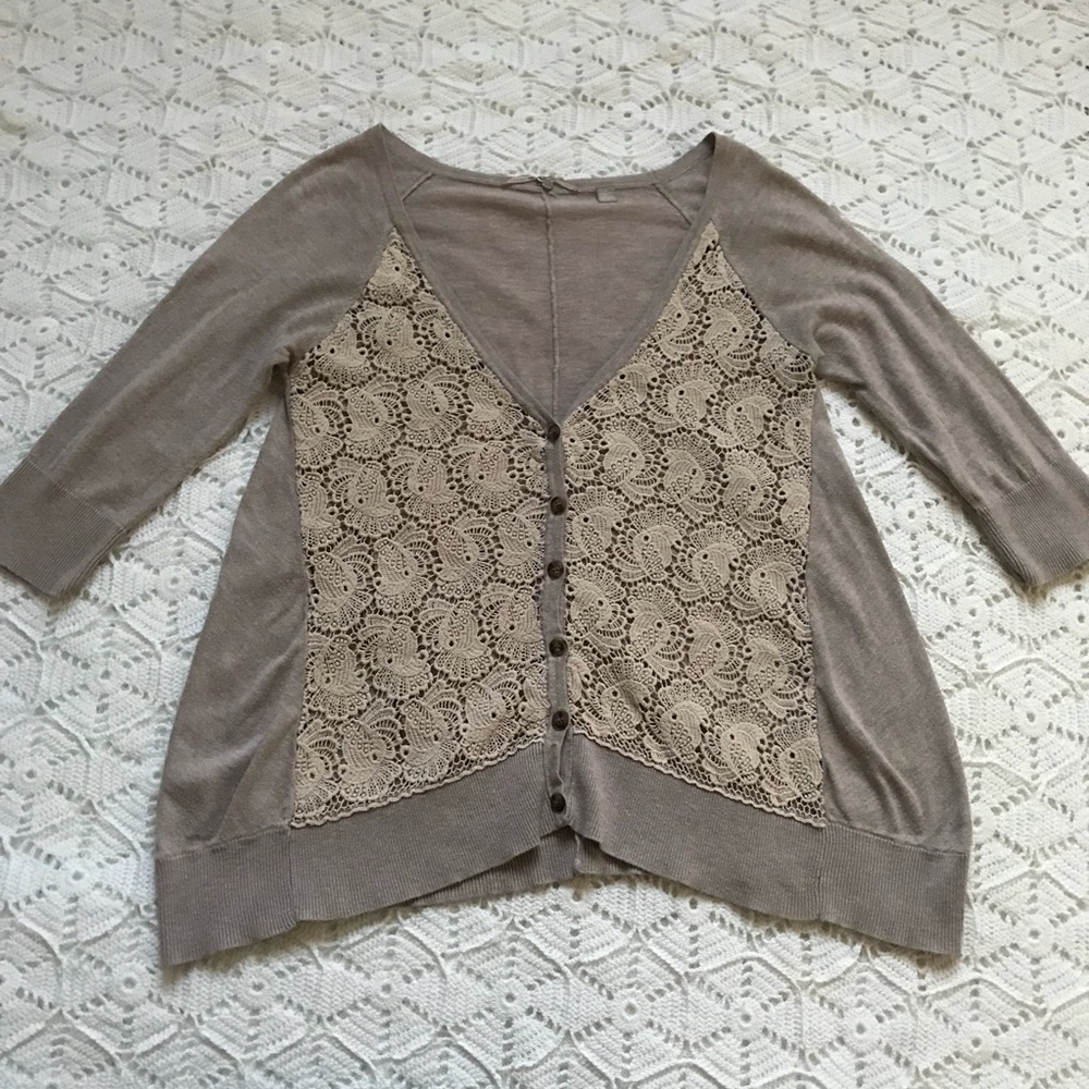 Anthropologie Knitted and Knotted Beige Cardigan