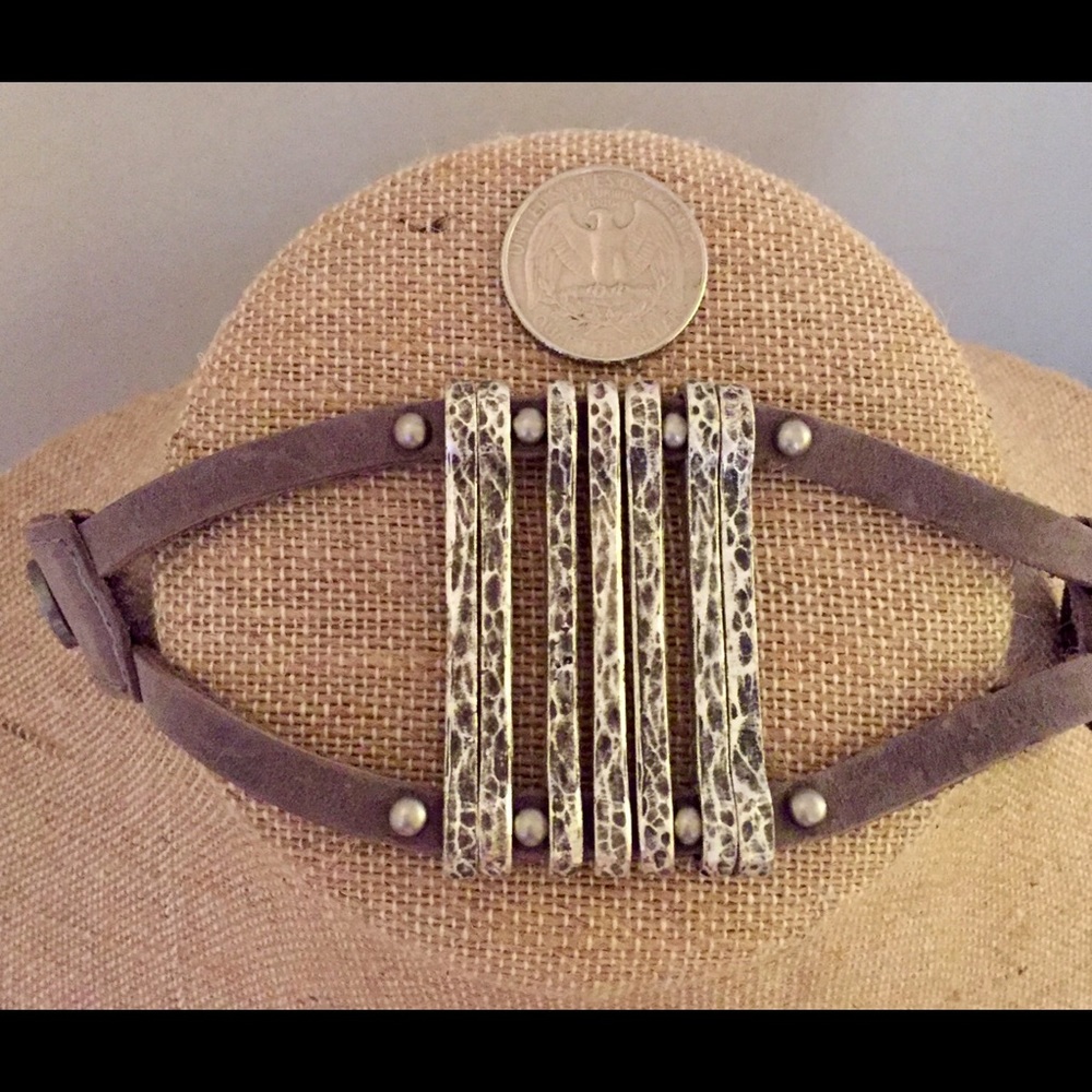 Leatherock Bracelet - Leather/Bar Snap Bracelet