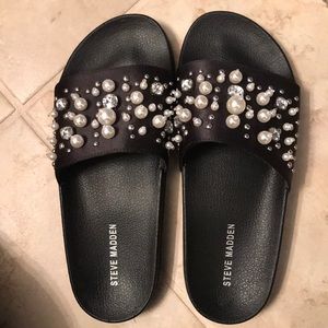Steve Madden pearl bling slides