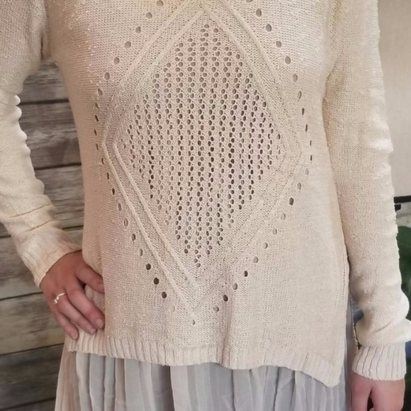Knit Sweater with Chiffon Extension - Picture 2 of 7