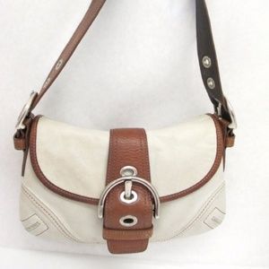 Coach F10188 Cream Brown Soho Buckle Flap Bag