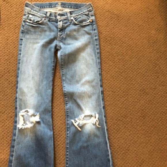 7 FOR ALL MANKIND distressed light wash jeans - Picture 1 of 5
