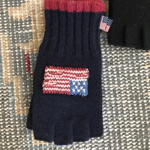 RALPH LAUREN FLAG GLOVES WOOL FINGERLESS OS - Picture 2 of 4