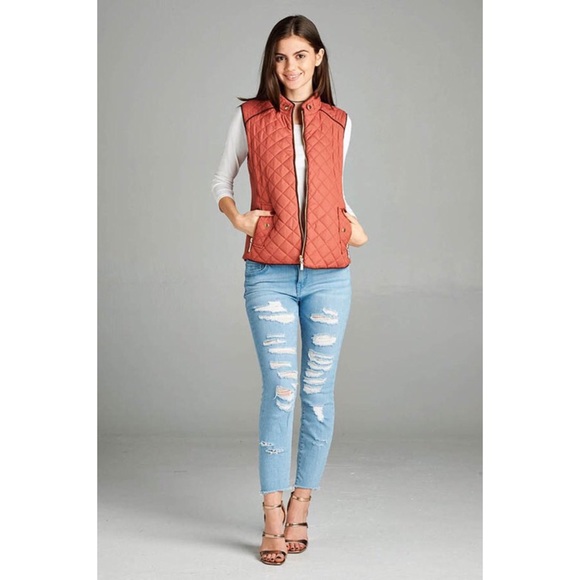 LAST ONE! Quilted Padded Vest-DUSTY PINK - Picture 2 of 3