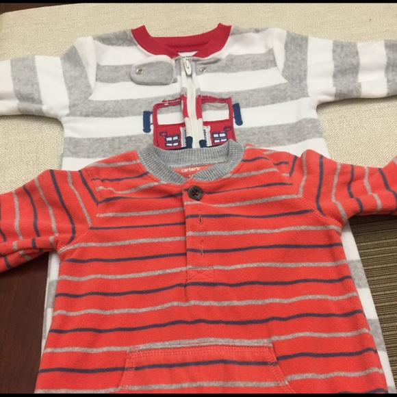 2 Carters fleece one piece footies - Picture 1 of 1