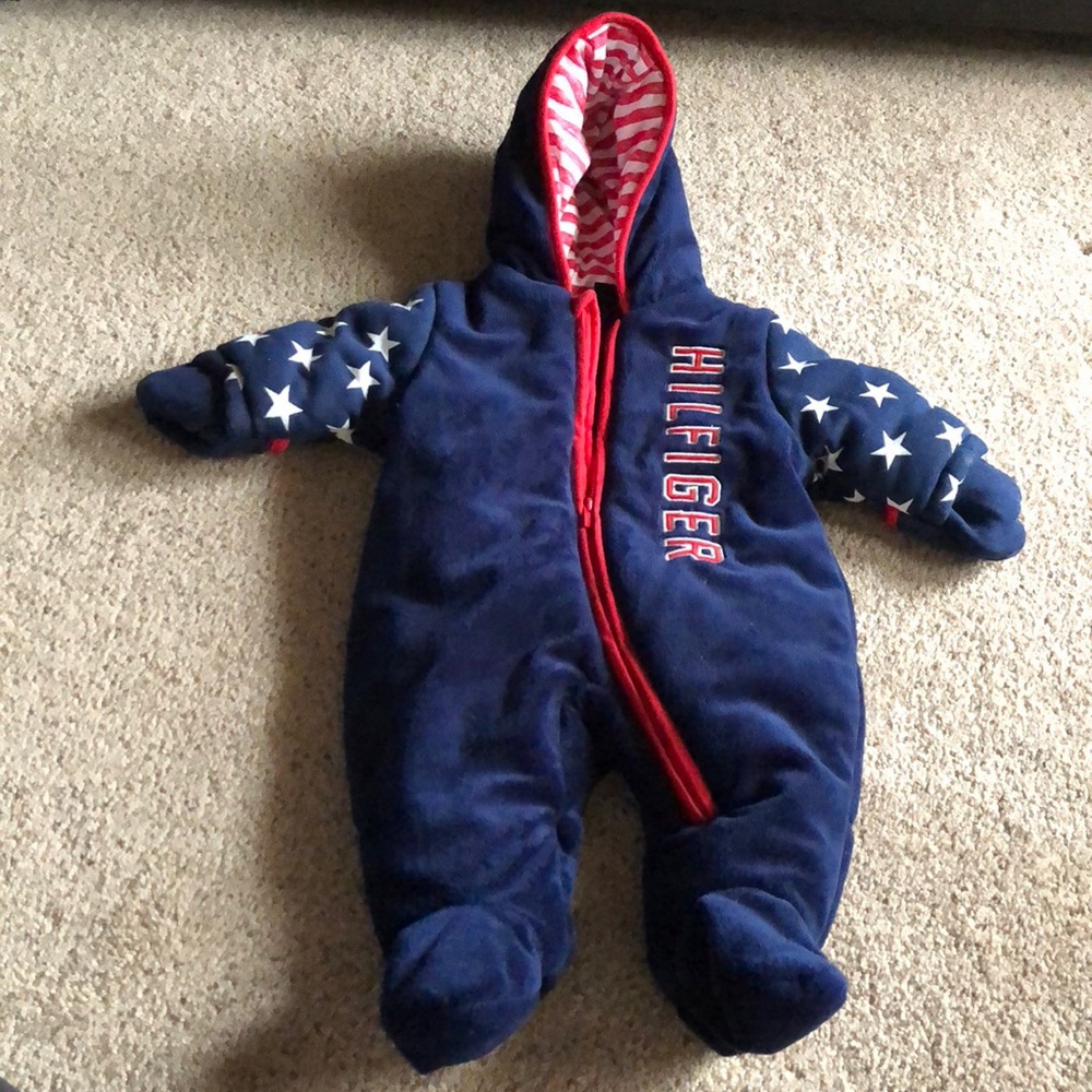 Down heather puffer snowsuit baby Tommy