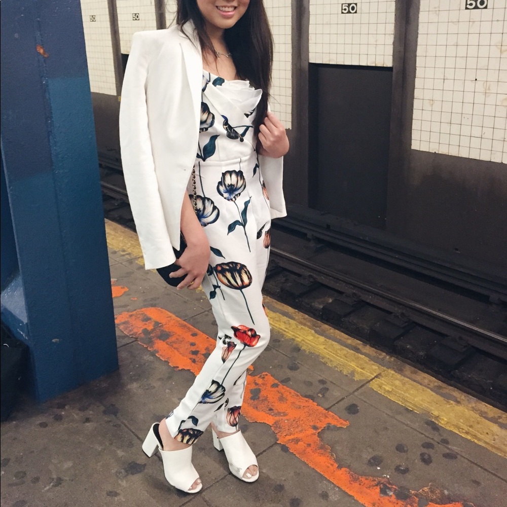 White floral jumpsuit