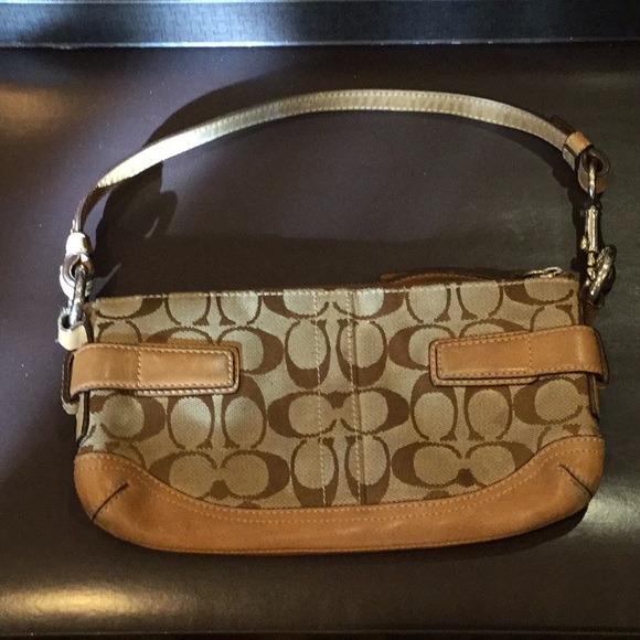 Coach tan & brown shoulder bag. 9 1/2” X 5” - Picture 2 of 3