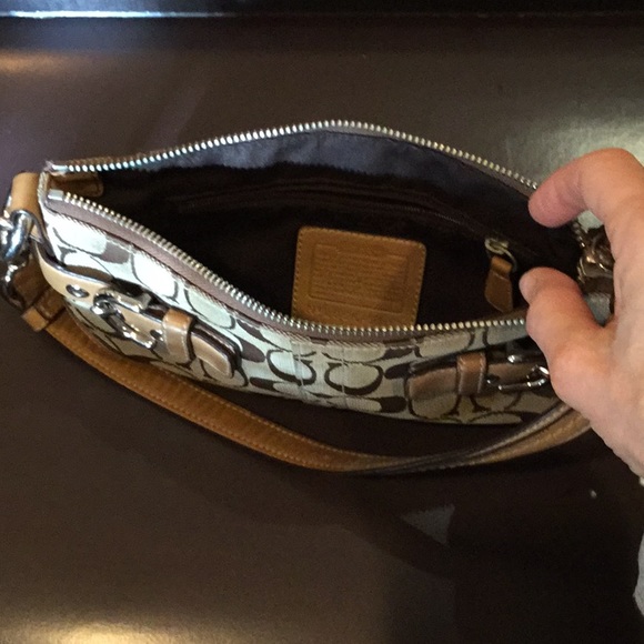 Coach tan & brown shoulder bag. 9 1/2” X 5” - Picture 3 of 3