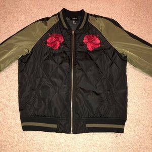 Forever 21 Rose Bomber Jacket