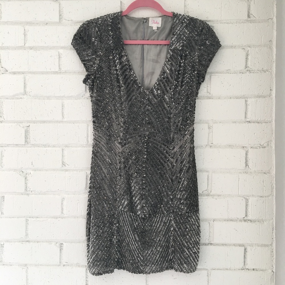 Parker sequin beaded mini dress Sz small