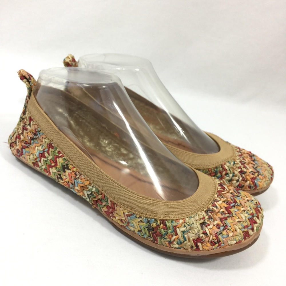 Yosi Samra Ballet Flats Multi Color Weave Foldable