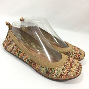 Yosi Samra Ballet Flats Multi Color Weave Foldable