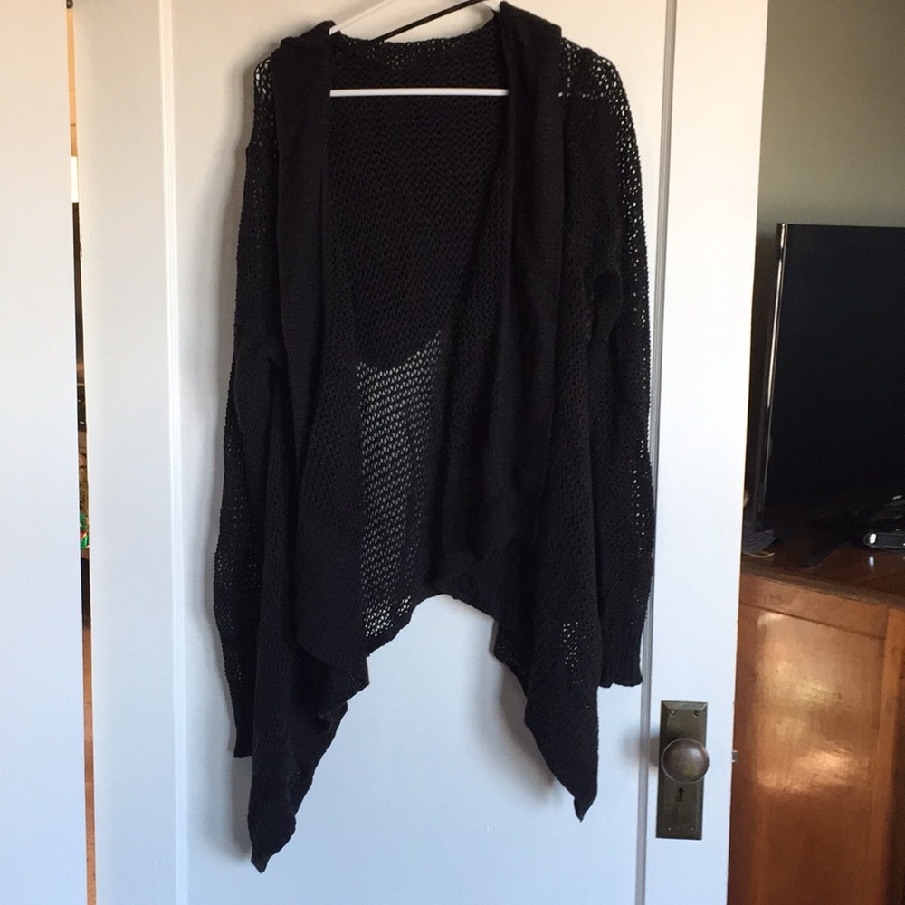Black open sweater