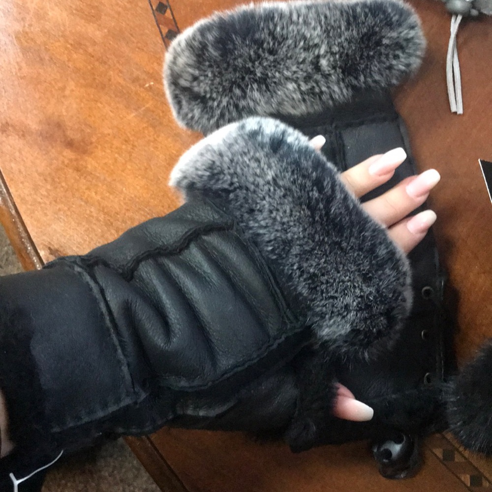 Fingerless Rabbit Fur Gloves