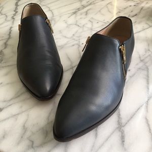J Crew leather double zip loafers in Navy