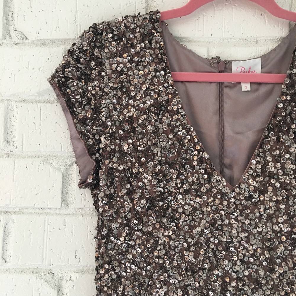 Parker brown sequin mini dress Sz small