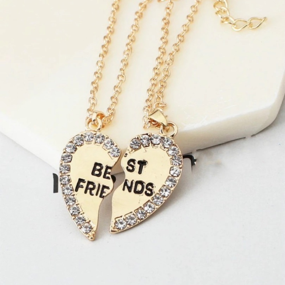 Bedazzled Gold Best Friends Necklace Set