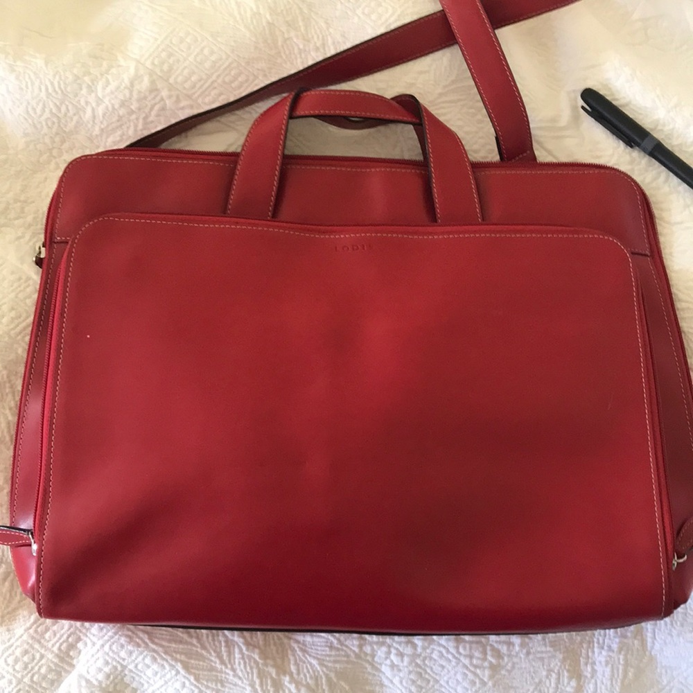 Red Leather Lodis Laptop Bag