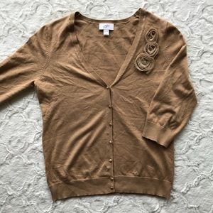 Ann Taylor Loft Beige Embellished Cardigan