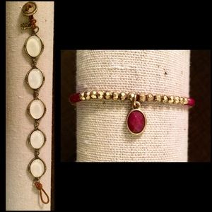 LB 🍀 Gold Mother Of Pearl/Burgundy Bracelet Set