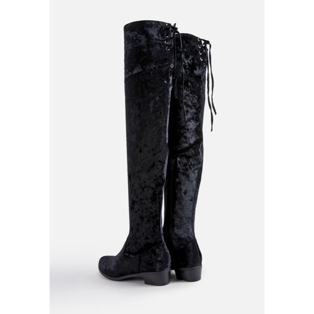 Velvet Over The Knee Boots