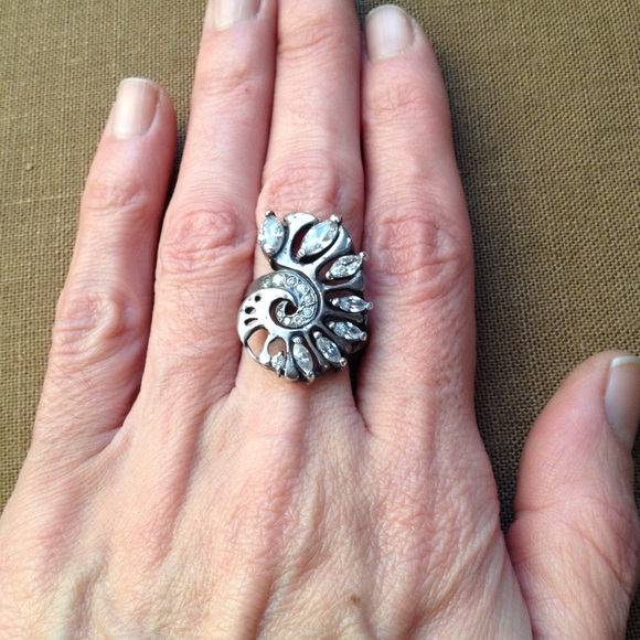 artisan Jewelry - Sterling Silver Ammonite OOAK Statement Ring